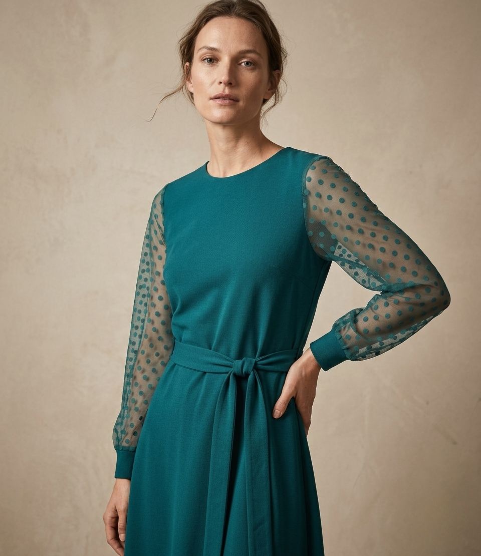 Blaugrün Midi Kleid