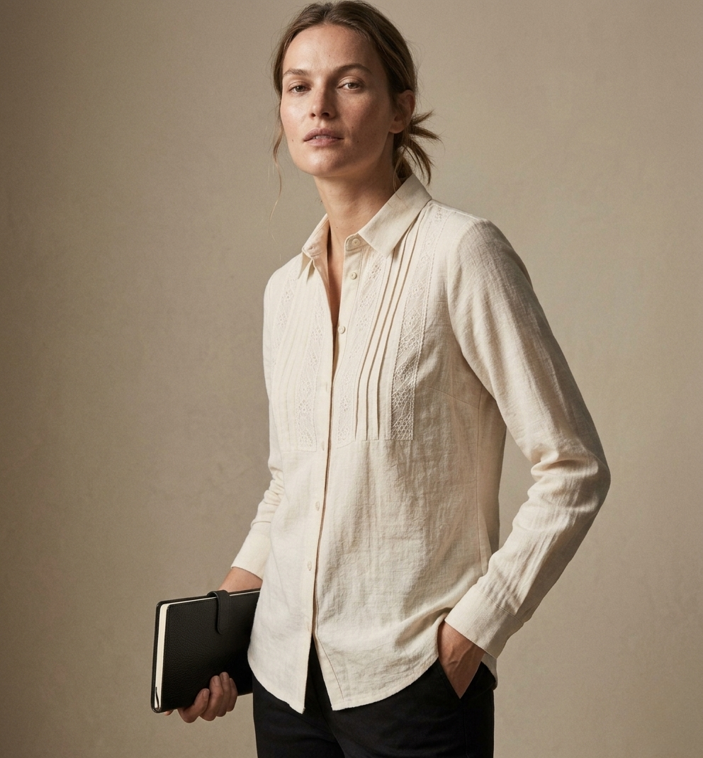 Weiße bestickte Bluse