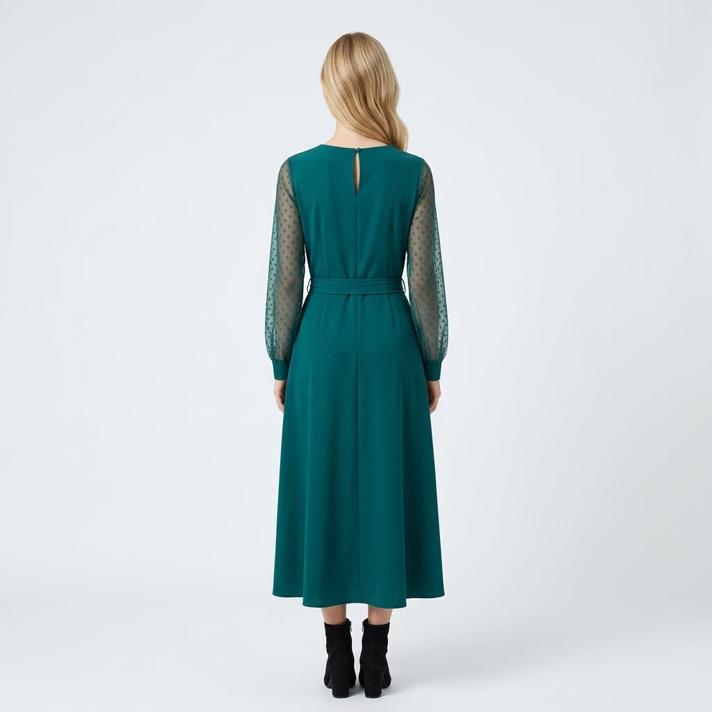 Blaugrün Midi Kleid