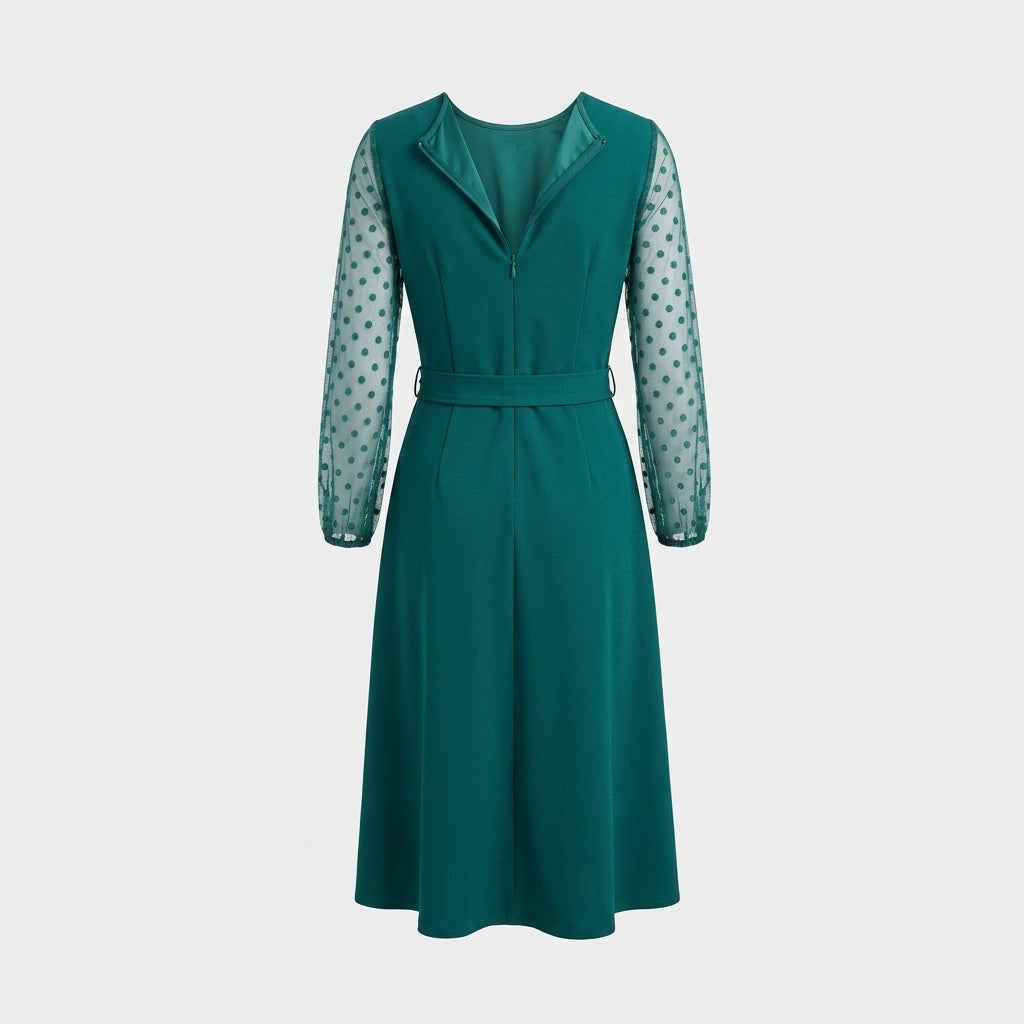 Blaugrün Midi Kleid