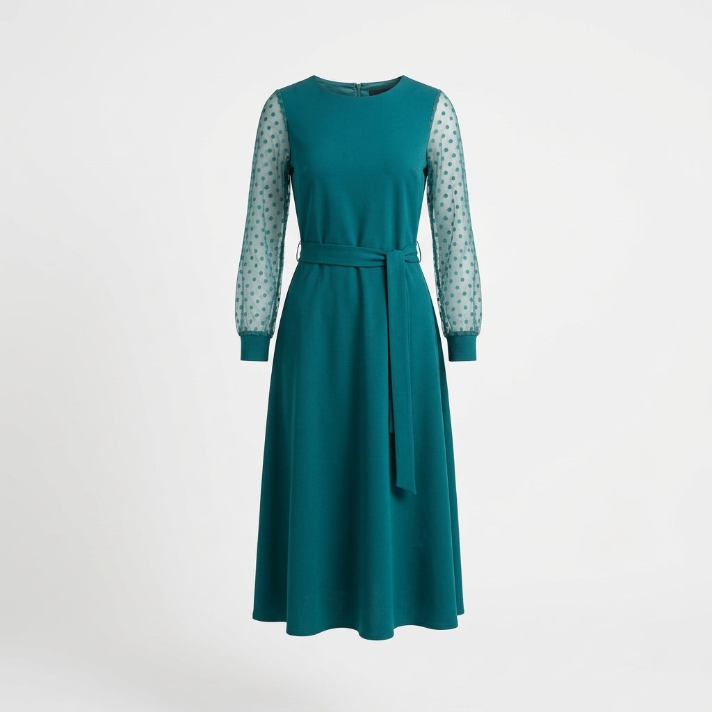 Blaugrün Midi Kleid