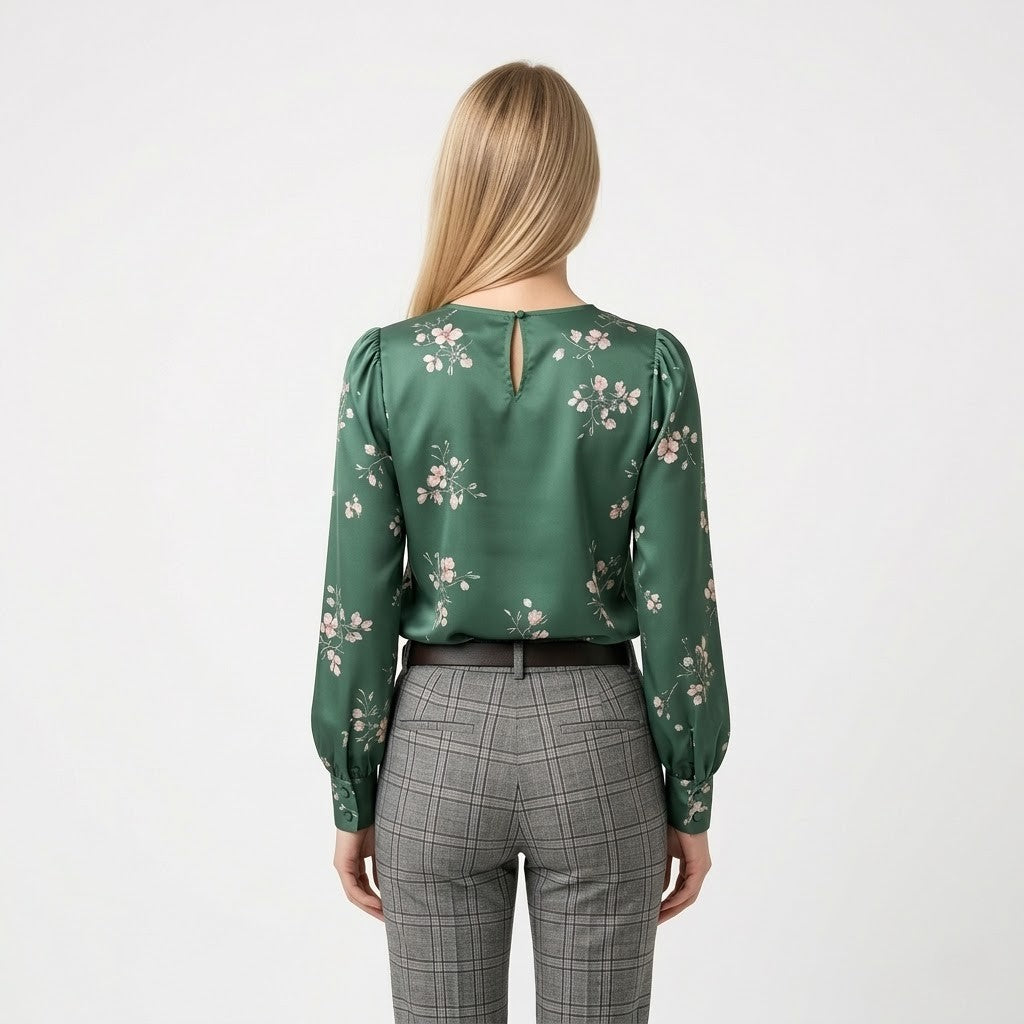 Grüne Blumenbluse