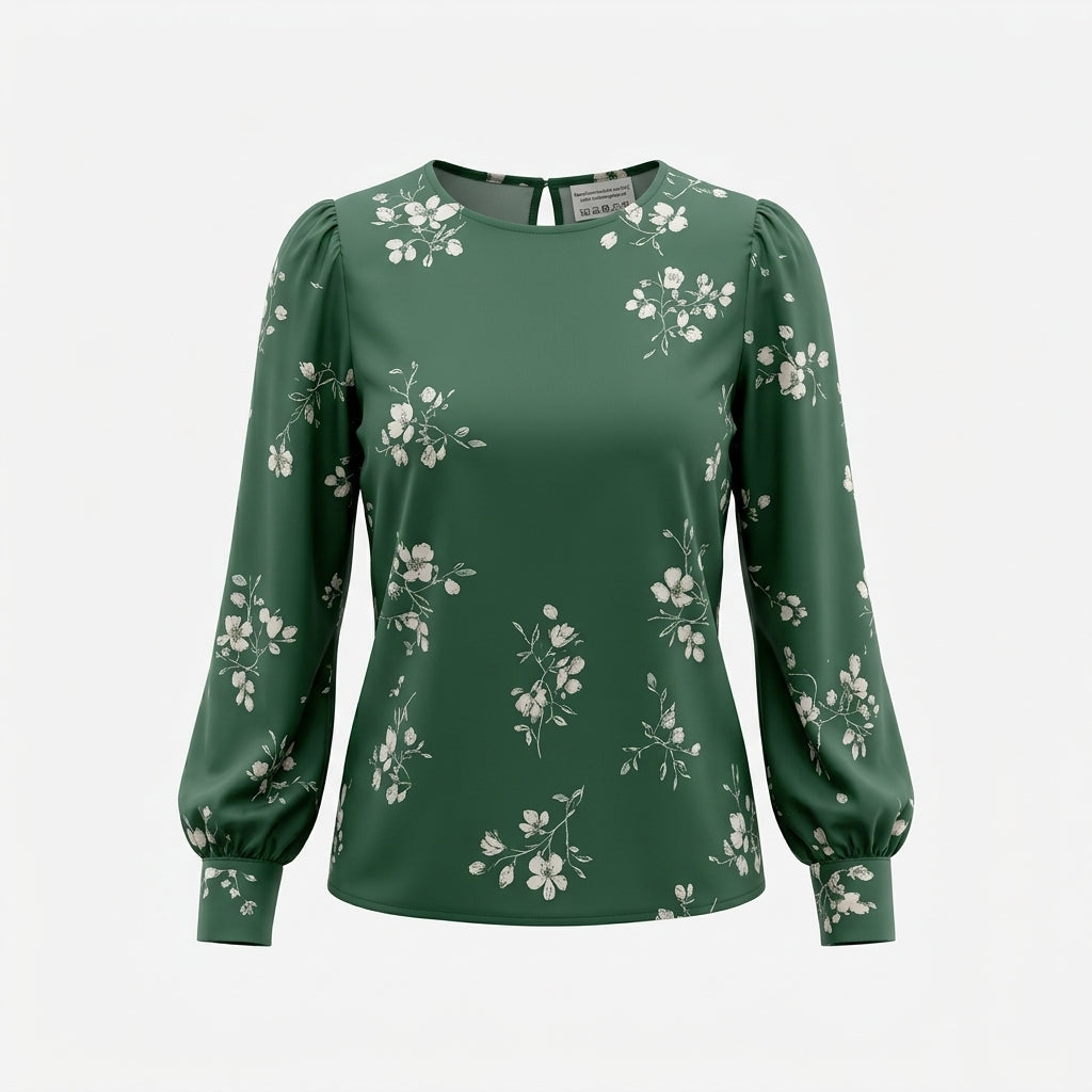 Grüne Blumenbluse