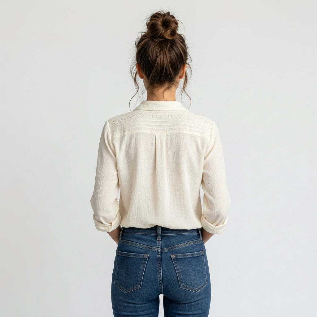 Weiße bestickte Bluse